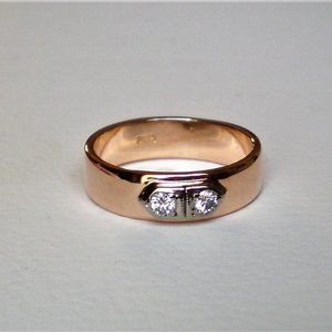 Vintage Russian USSR Solid 14K Rose Pink White Gold Diamond Wedding Band Ring